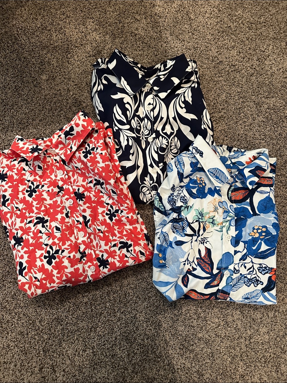 Lot of 3 Chicos No Iron Button Down Shirts.   Size 14 (Chicos 2.5).